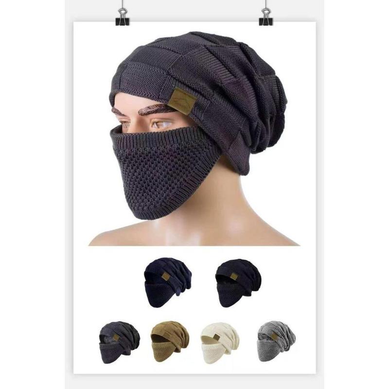 Unisex 2-in-1 Knit Hat & Face Mask Set - Lightweight Warm Windproof, Soft Stretchy Full Coverage, Viral Pick for Skiing Snowboarding Cold Weather Outdoor Gear