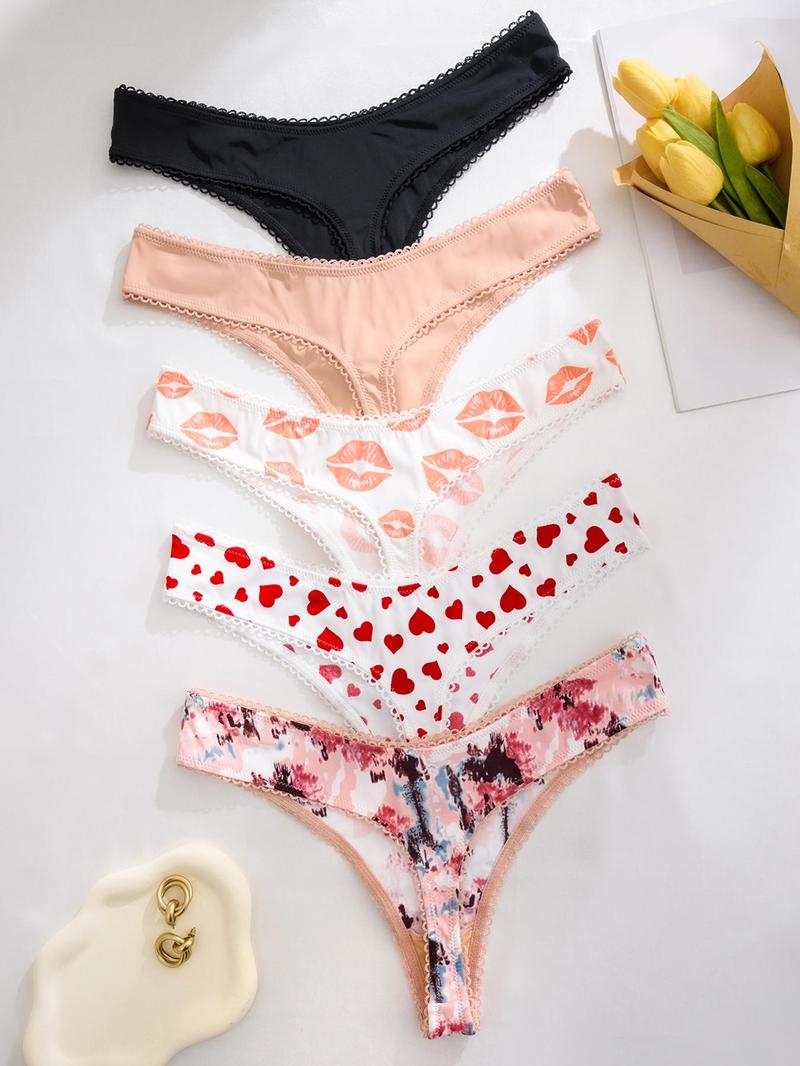 Women's All Over Print Thong, Soft Comfy Breathable Knicker for Daily Wear, Underwear for All Seasons, Soft Comfy Panties