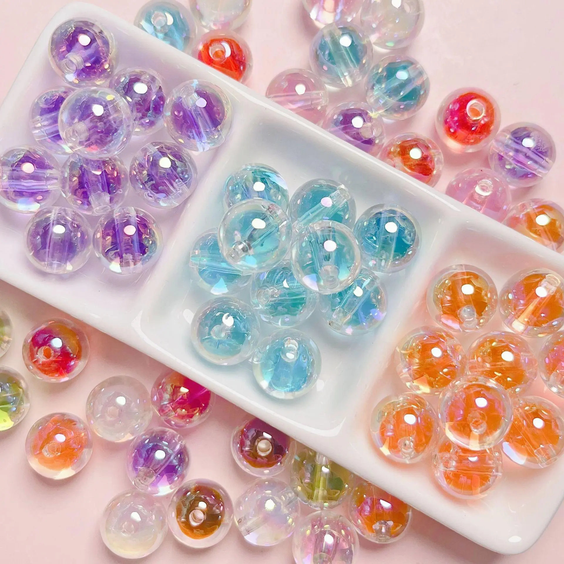 Sage-P6-Mix Colors UV Clear Candy Heart Acrylic Pen/Chain Beads 4pcs/bag