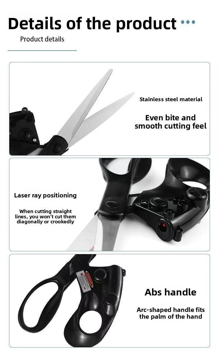 Infrared Laser Cutting Scissors Multi-Purpose Stainless Steel Laser Beam Positioning for Clothing Sewing & Fabric Cutting with Line Head Design