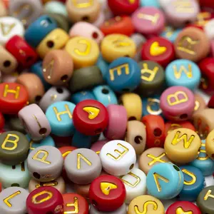 150PCS Small Letter Beads Gold Letter Gold Letters on Colorful for Jewelry Making Alphabet Beads for Bracelets Kit Letters Beads for Necklace Making