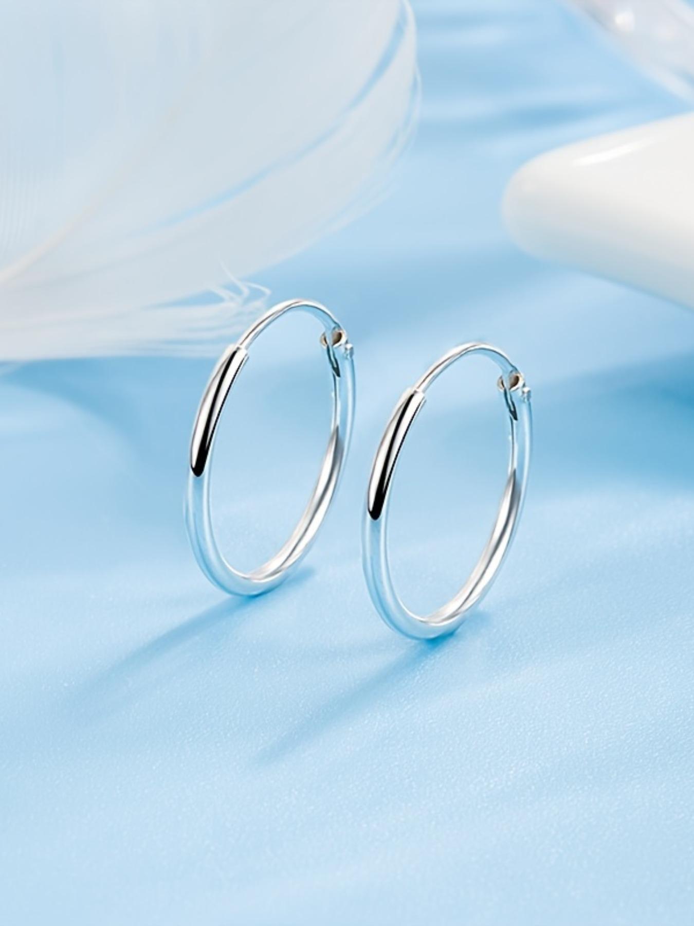 925 Sterling Silver Simple Hoop Earring Sets, High Quality Earrings, Fashionable Elegant Minimalist Earrings for Women & Girls, Trendy All-match & Exquisite Jewelry for Birthday Gift, Gifts for Wife, Silver Jewelry
