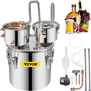 【DealsForYouDays】VEVOR Moonshine Still Stainless Steel Water Alcohol Distiller Copper Tube With Circulating Pump Home Brewing Kit Build-in Thermometer for DIY Whisky Wine Brandy Spirits