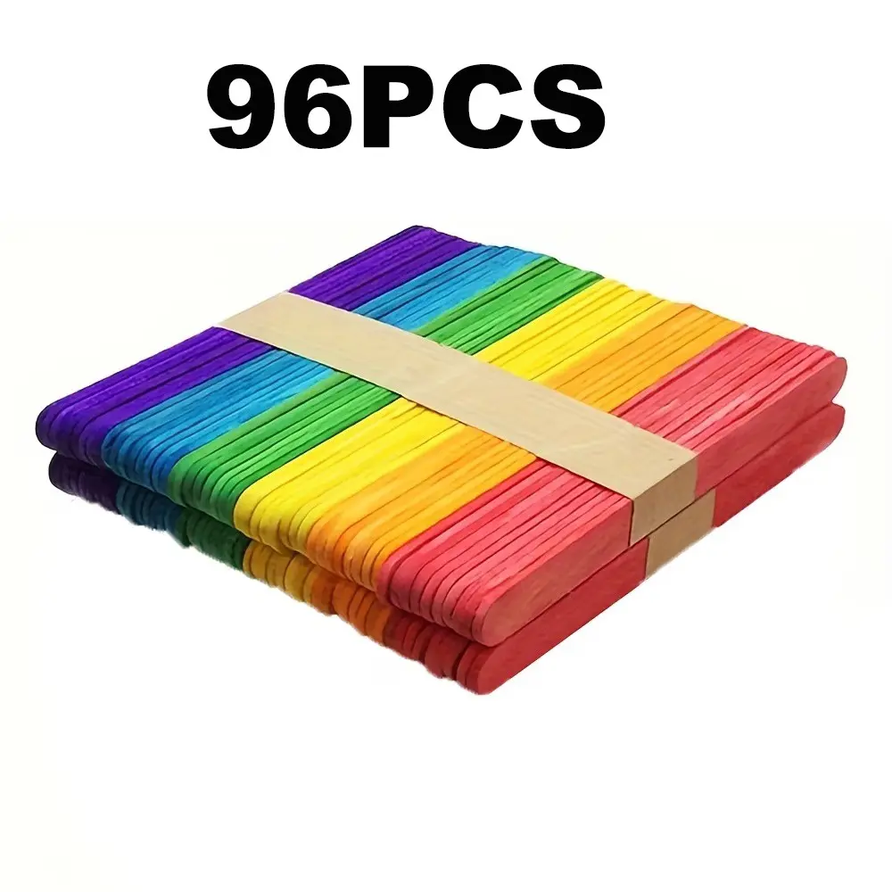 96 Colorful Craft Sticks Wooden Rods, Ideal for Home Teaching Models, Pen Holders, Art Projects, Perfect for Creative Activities