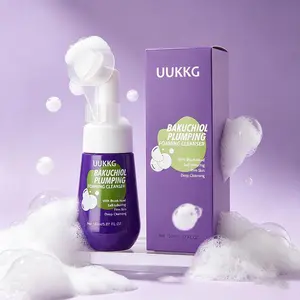 Uukkg Foaming Facial Cleanser with Massage Brush Head, 3 Formulas Bakuchiol/vitamin/nad+ Peptide, Deep Pore Cleansing, Gentle Makeup Removal