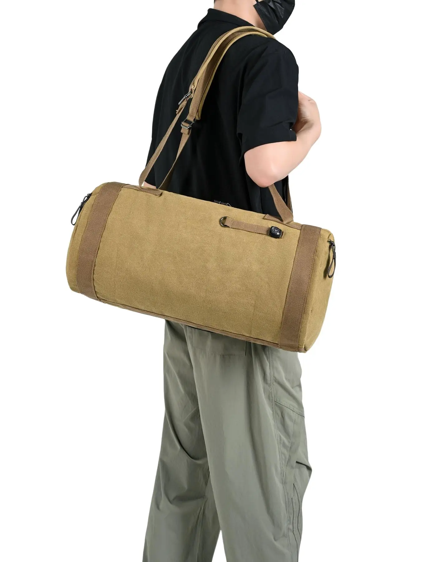 Fashion Dual Shoulder Bag, Outdoor Sports Backpack, Large Capacity Fitness Bag, Canvas Travel Bag, Unisex Tour Bucket Bag