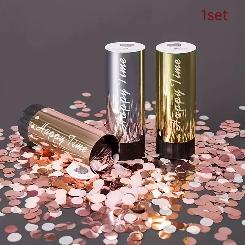 3pcs Colorful Paper Confetti Poppers, Wedding Birthday Party Decor, Portable Spring Cannon, Festival Gift, Event Props, Kids Fun Toy