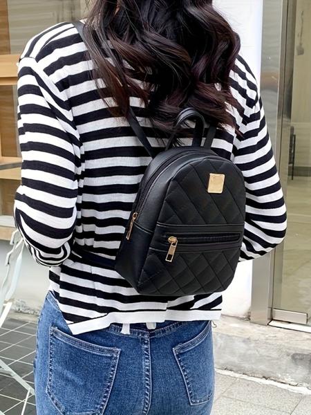 Cute Mini Diamond Stitched Fashion Durable Backpack, Large Capacity, Adjustable Straps, Buckle, Casual Shoulder Bag for Teens & Adults