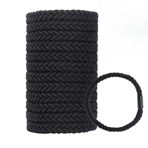 Large Braided Mens Hair Ties for Man Hair Bands for Long Hair Men Bun, Black Pony Tails Ties for Women, Guys, Bracelet Hair Ties for Sport Girls Thick Hair, Durable Stretch Scrunchies