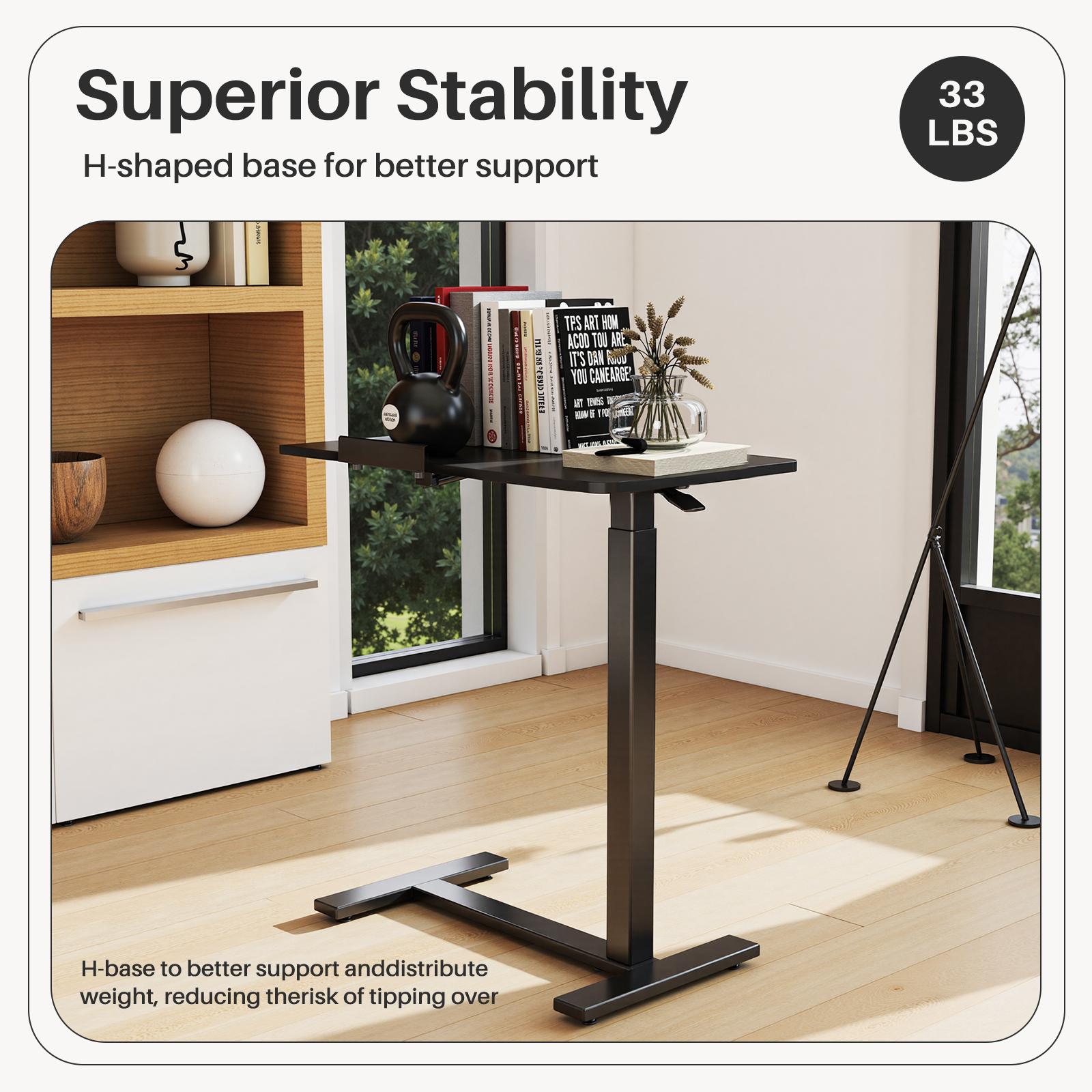 Bed Desk Adjustable Overbed Bedside Table Rolling Laptop Tray Desk Cart Height Portable Mobile Sit Stand Table Tilting Hospital Bed with Wheels,Mobile Rolling Laptop Desk,Tilting Bedside Table for Laptop,Bed,Sofa,and Office Use,easy to operate Install