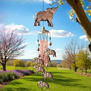 Handmade elephant wind chimes with 35.4" aluminum bronze tubes, delivering rich melodic sound. Lovely outdoor decor for garden, yard and patio, also a thoughtful memorial sympathy gift.