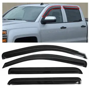 4PCS Window Rain Guard Visors Vent Shade Deflectors for Crew Cab - Durable All-Weather Car Exterior Accessories