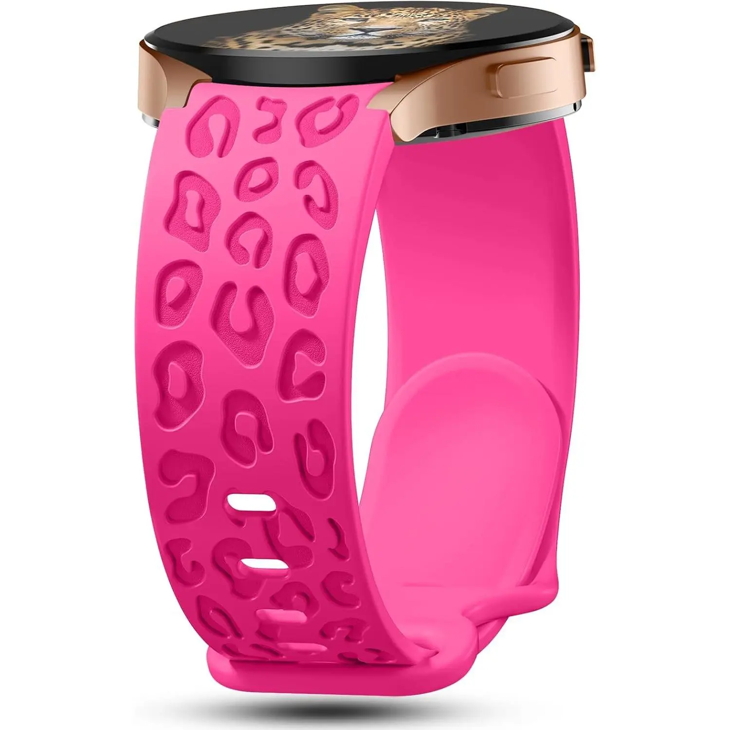 No Gap Leopard Engraved Bands Compatible for Samsung Galaxy Watch 6/5/4 Band 40mm 44mm, Watch 6 47mm 43mm,5 Pro 45mm, Watch 4 Classic 42mm 46mm, 20mm Soft Silicone Replacement Strap for Women