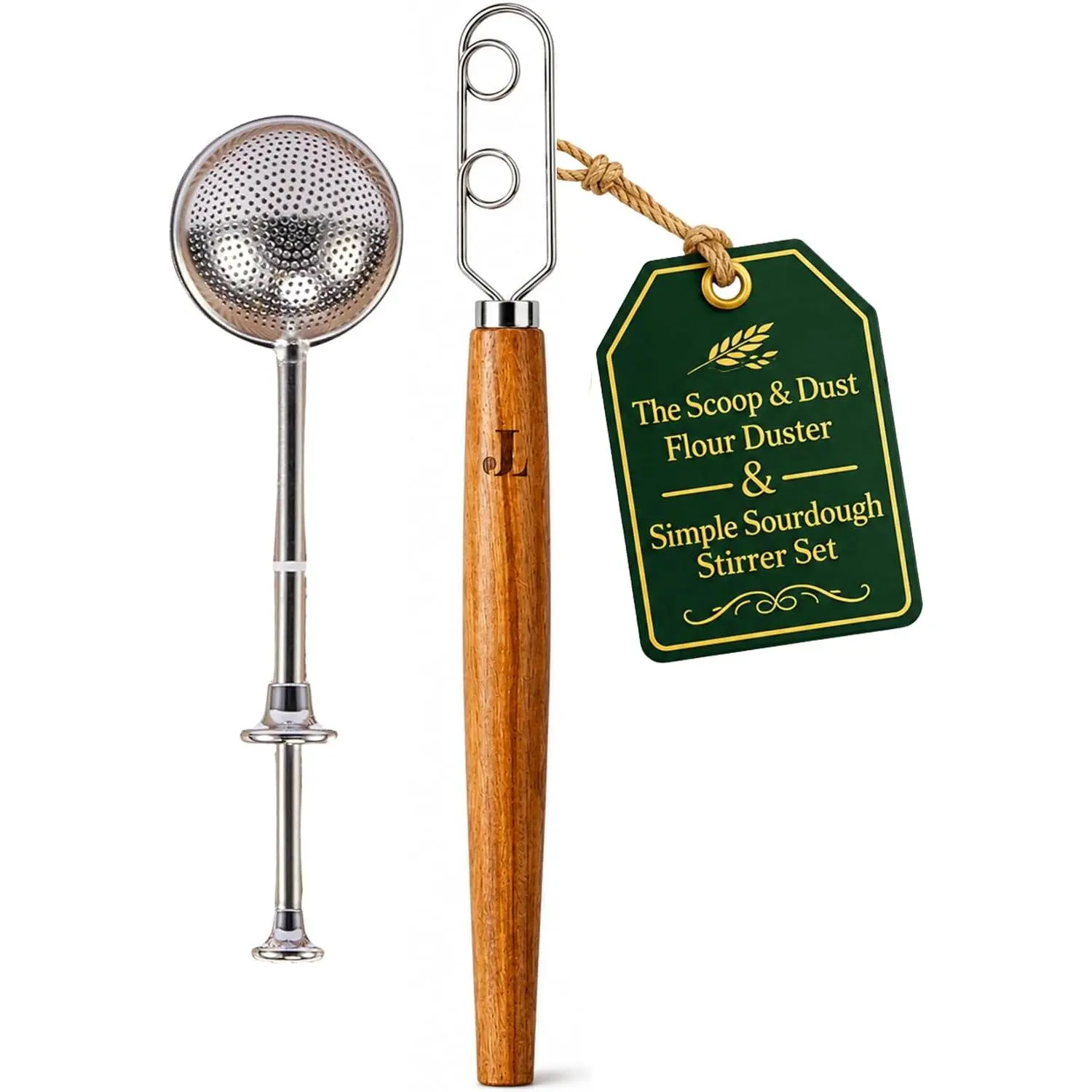 2 count The Simple Stirrer Sourdough Starter Whisk & Scoop & Dust Flour Duster