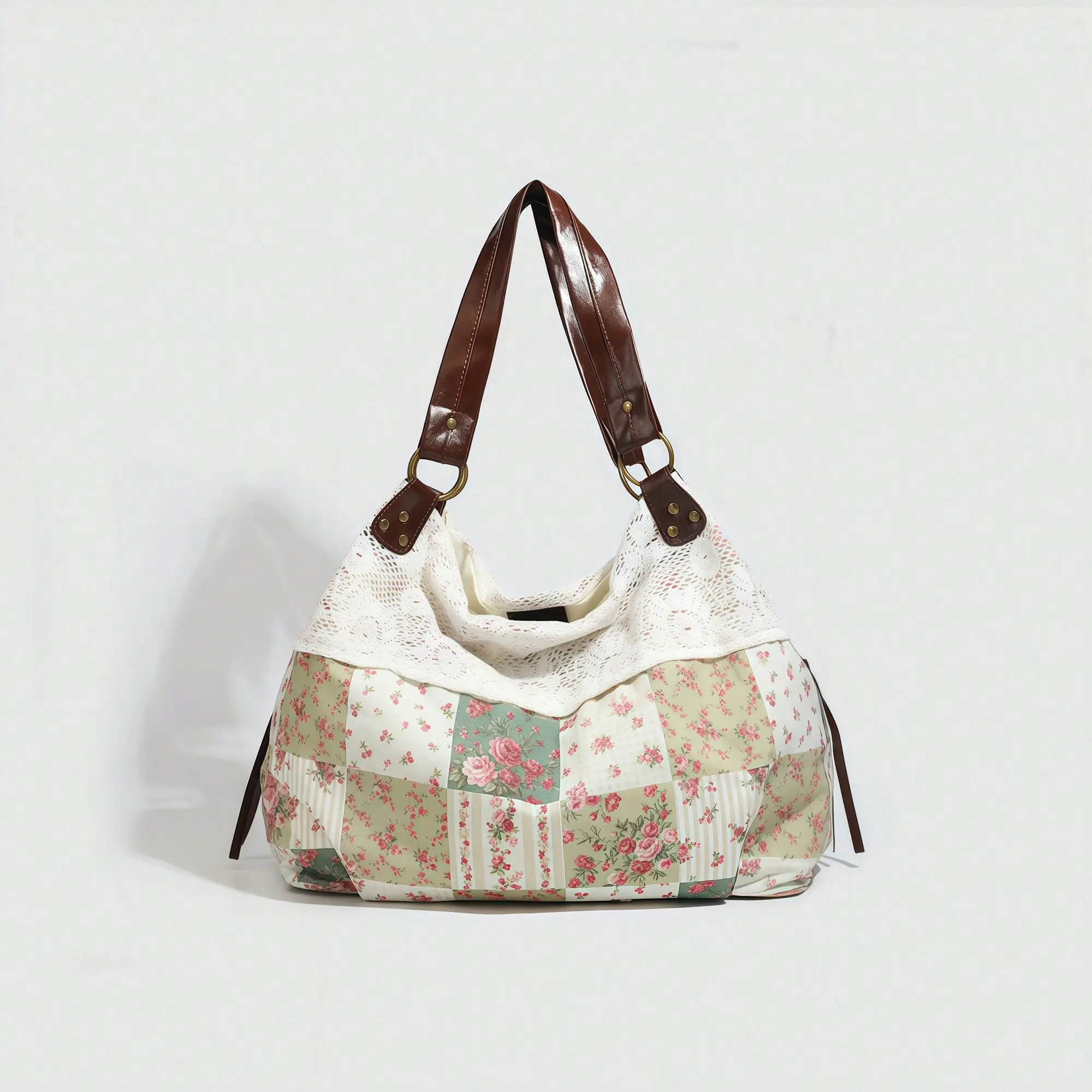 Back To School Tote Bag, Lace Large Capacity Versatile Fashion Bag, Retro Campus Commute Tote Bag, Foldable, Suitable For College Students, Office Bag