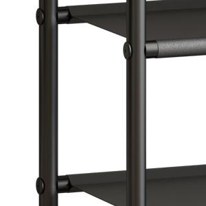 LINZINAR 5 Tier Metal Shoe Rack Organizer with Industrial MDF Board & Layer Fabric for Entryway Closet Bedroom Living Room Garage Storage A001