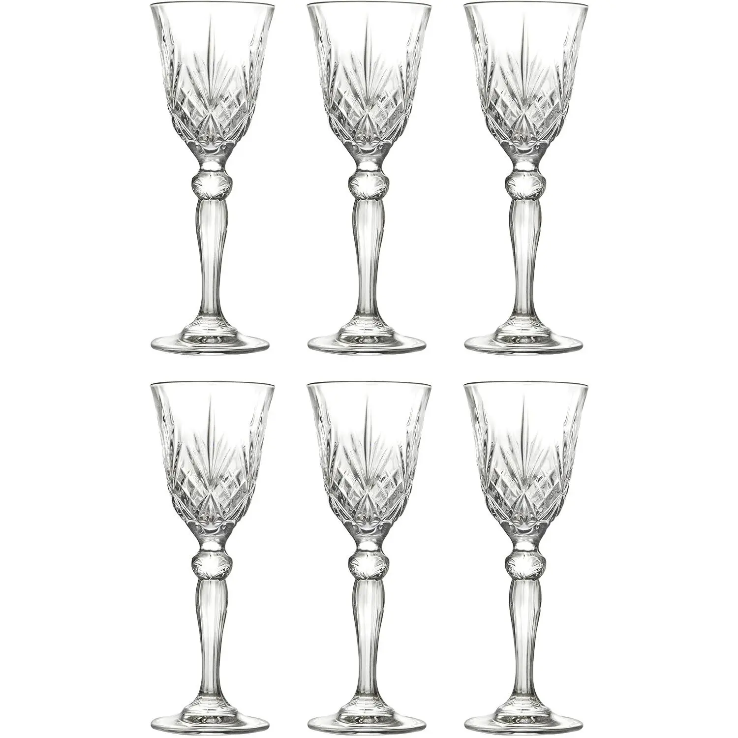 Liquor Glass - Stemmed Glasses - Set of 6 Glasses - Crystal Glass - Designed - Use it for - Sherry - Shot - Vodka - Liquor - Cordial - Each Glass is 1.75 oz Made in Europe