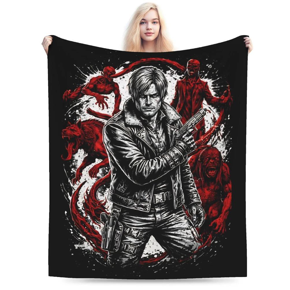 Residents Evils Leon S. Kennedy Throw Blanket Super Soft Pattern Blanket  For Living Room Camping Flannel Bedspread Bed Cover A multi-functional and beautiful blanket suitable for decoration, use and as a gift. Add some fun to your home
