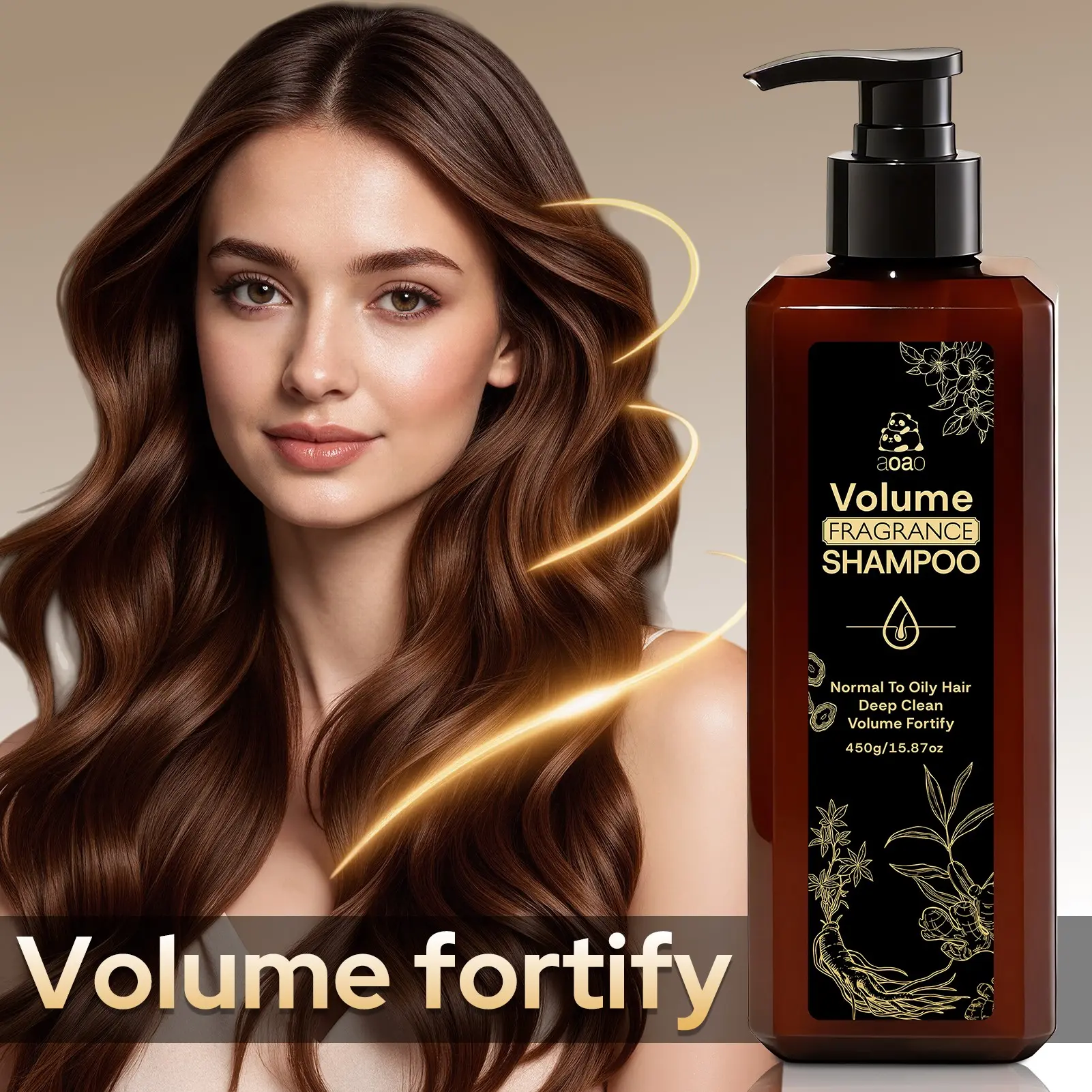 Ginger Shampoo with Polygonum Multiflorum, Nourishing Oil Control, Rich Foam, Enhances Hair Quality, Removes Dandruff, 450g