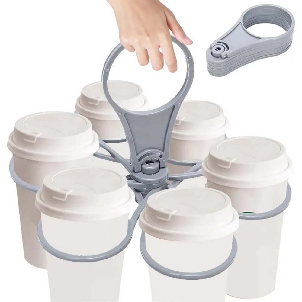 2pcs 6 Slot Portable Drink Rack, Foldable Drink Tray with Handle, Pocket Size, Reusable Cup Holder for Outdoor Picnic, Party, Travel