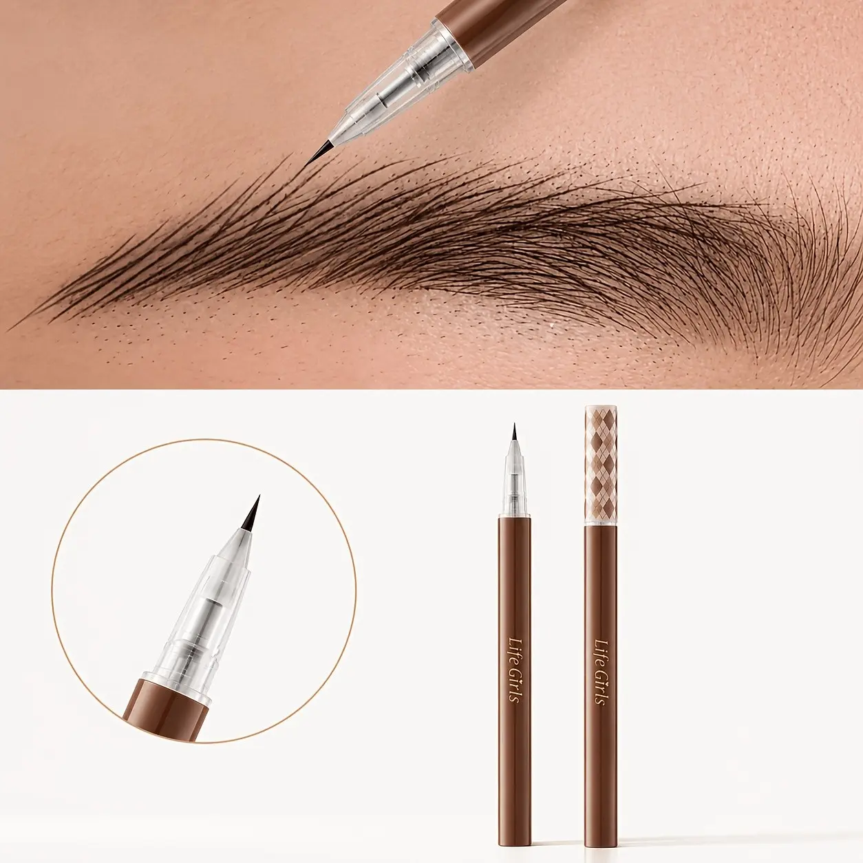 1PCS 0.01mm Ultra Fine Liquid Eyebrow Pen, Long Lasting Waterproof Brow Tattoo Pen, Natural Hair-Like Strokes