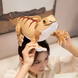 42/54cm Simulation Bearded Dragon Wild Animal Stuffed Green Brown Long Tail Pillow Decoration Men Gift