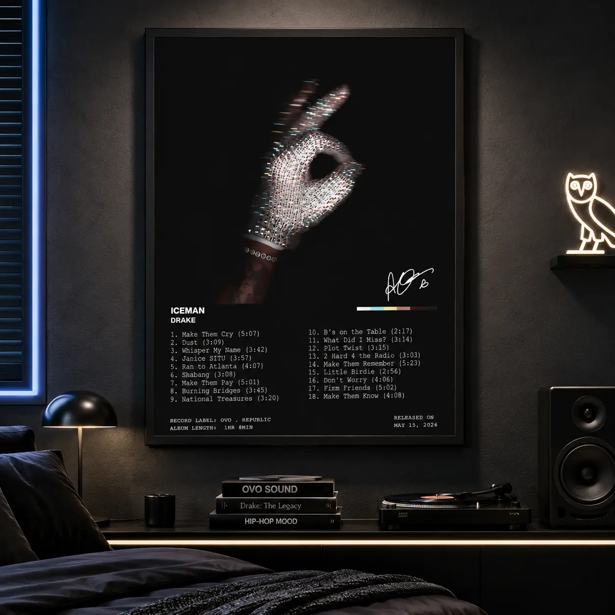 Hip Hop Album Canvas Poster |   Minimalist Music Wall Art for Bedroom, Dorm & Living Room