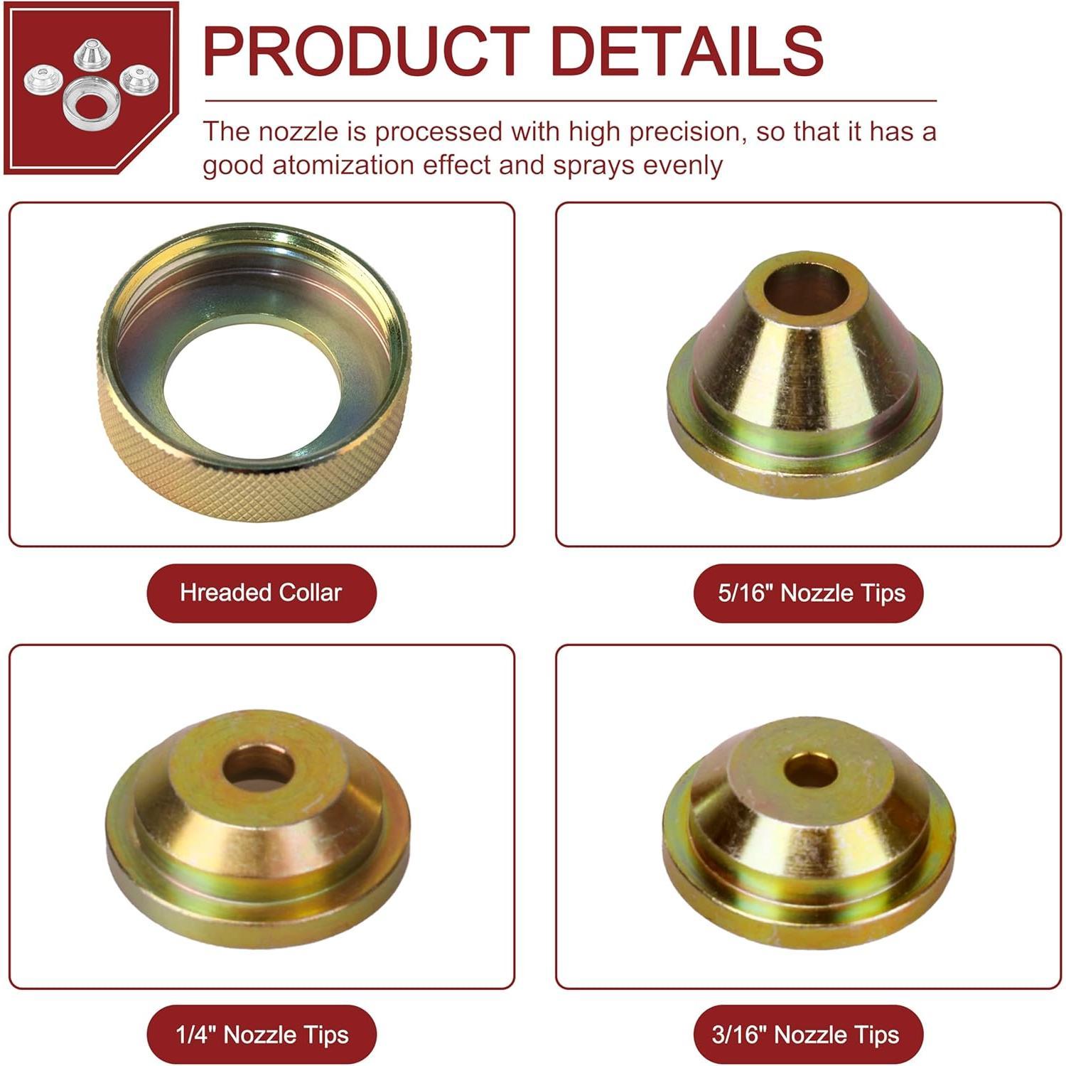 Solid Brass Texture Sprayer Orifice Tip Set, Fits Wal-Board Drywall Texture Hopper , Professional Model Texture-Pro 200, Spray-Pro, 3 Nozzle Tips, 1 Threaded