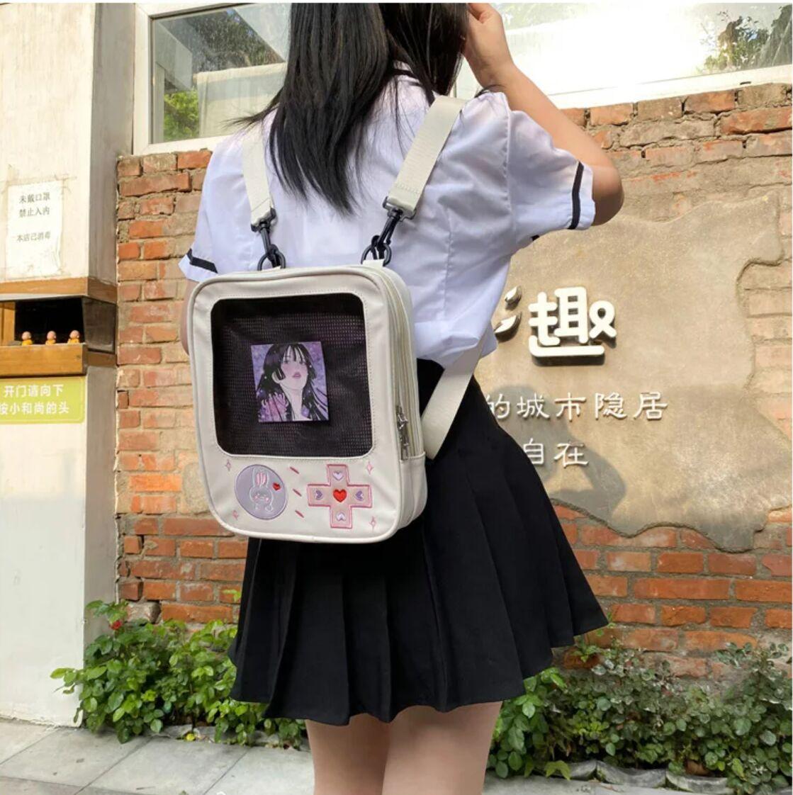 Y2K Cute Clear ItaBag Women's Lolita Backpack Kawaii Girl Shoulder Bag DIY Display Transparent Pocket Japanese Doll Tote Handbag
