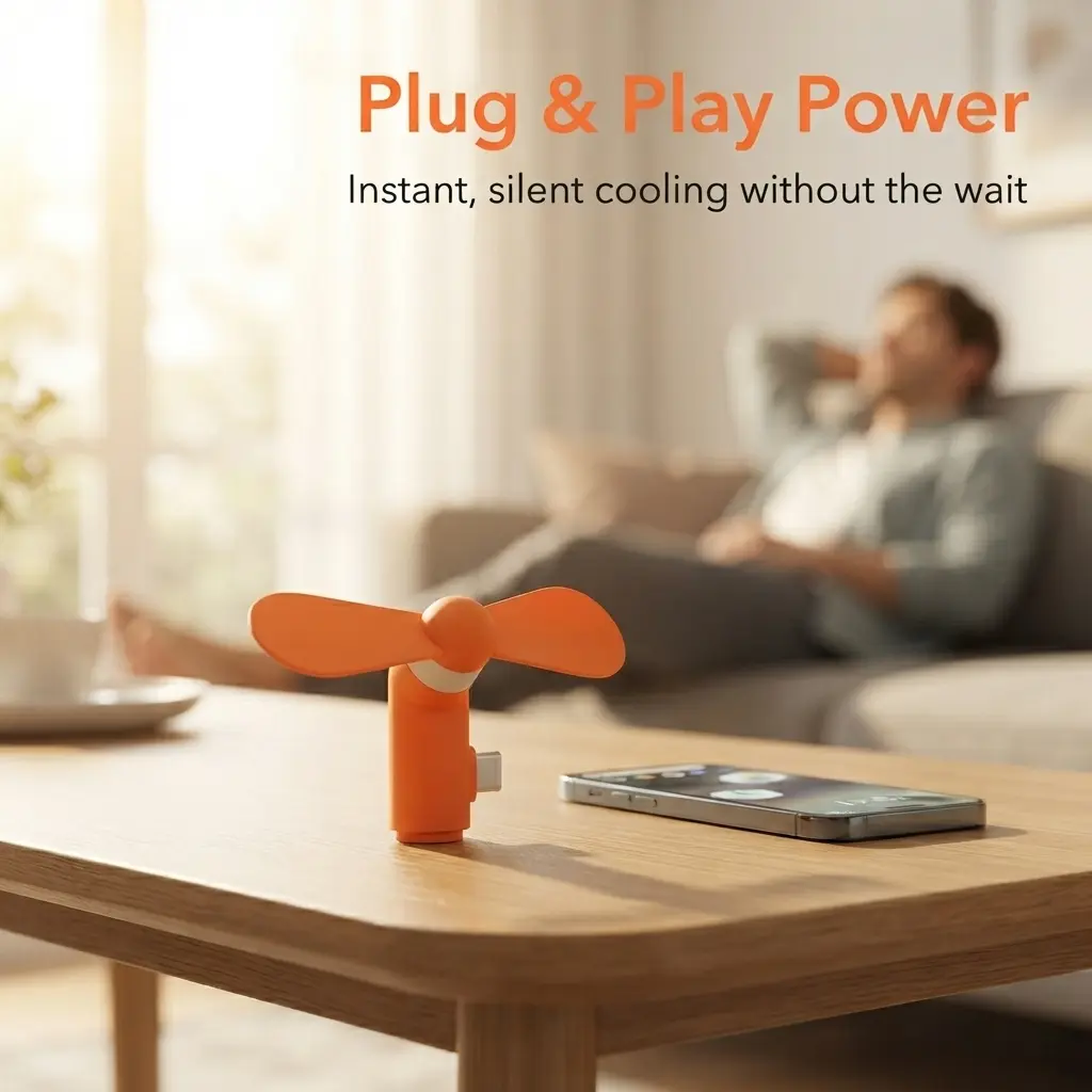 3-in-1 Phone Plug Turbo Fan 15000RPM Safe Soft Blades, Portable Cooling Fan For Travel Club Dorm