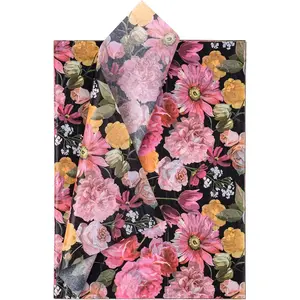 WRAPAHOLIC Floral Tissue Paper - 60 Sheets 14 x 20 Inch Black Colorful Flower Tissue Paper Bulk for Wedding Birthday Baby Showers Art Craft Tea Party Favor Decoration