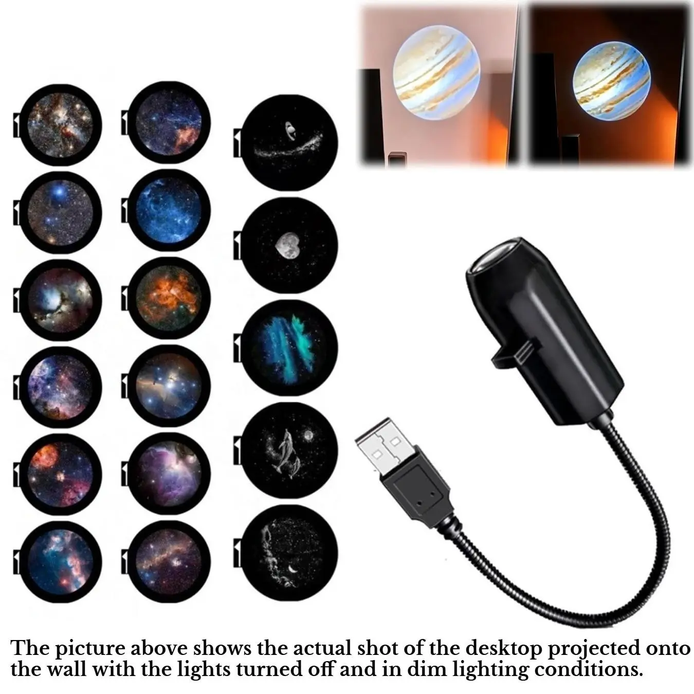 2-in-1 Galaxy Star Projector Night Light, USB LED Projection Lamp with Adjustable Brightness and 17 Projection Slides, Mini Starry Sky Projector Lamp for Bedroom Ceiling Wall Home Decor Gift, Dimmable Star Projector, Starlight Projector