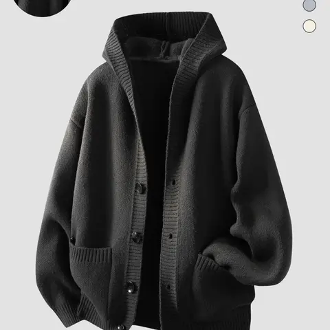 【Black Friday】Men's Solid Color Hooded Cardigan with Pockets, Casual Style Outerwear, Fall & Winter Wear, Ribbed Details, Multiple Colors Available