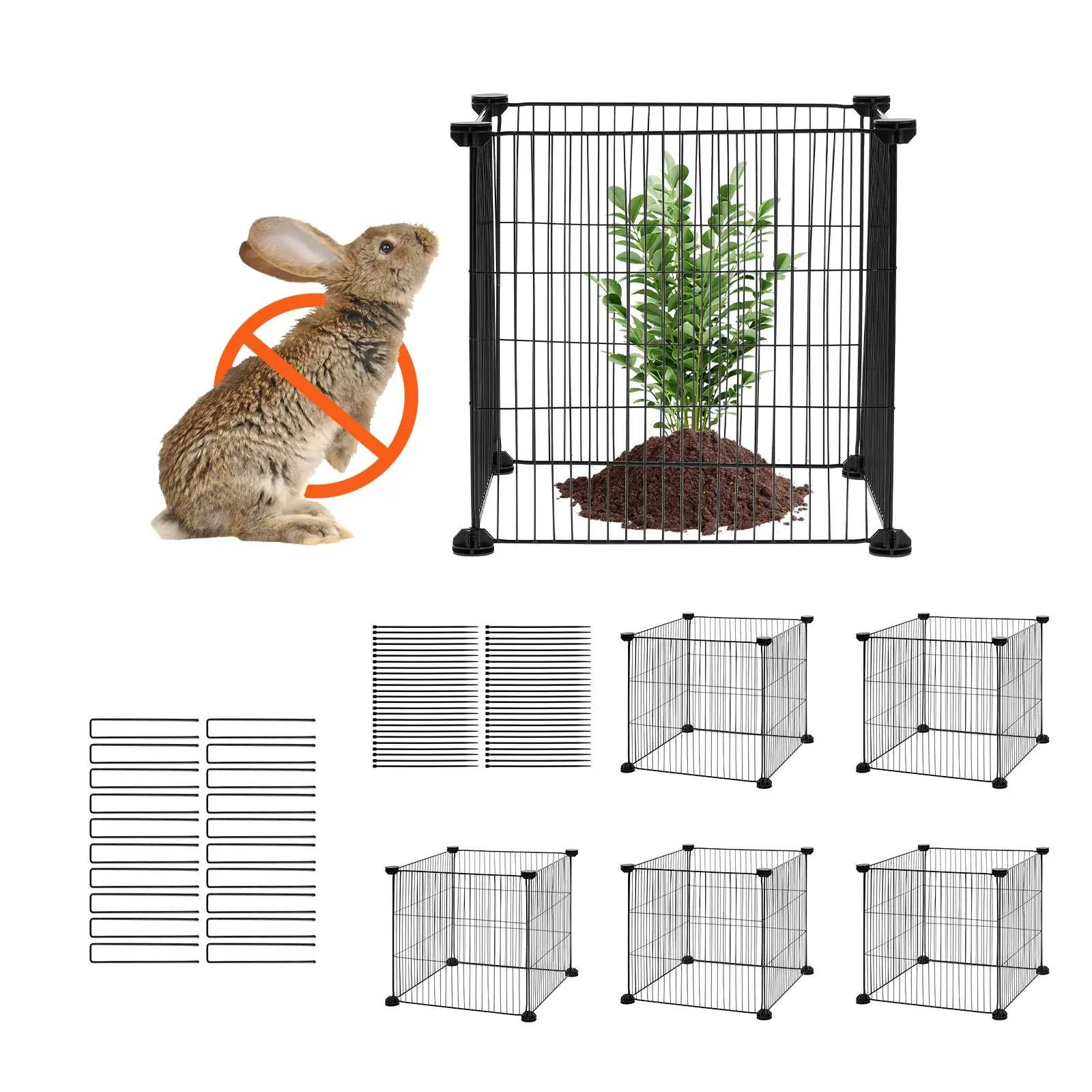 VEVOR 5 Pack Plant Protector from Animals, 15.35''x 15.35'' Chicken Wire Plant Protector, Plant Cages for Outdoor Plants, Flowers Vegetables, Keeps Bunny Chicken Squirrels Out, 20pcs Metal Mesh