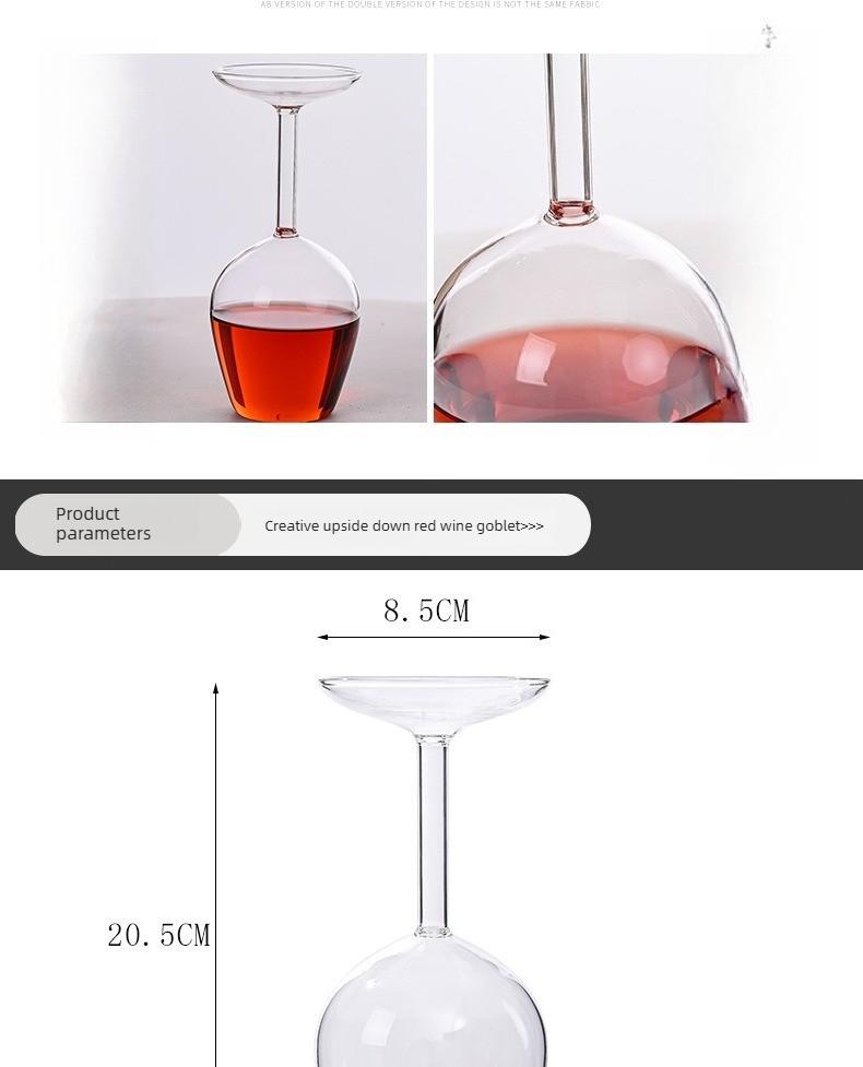 Upside Down Wine Glass, Creative Borosilicate Stemware, Unique Spill-Resistant Design, Durable Party Glassware for Wine, Cocktails, Gatherings