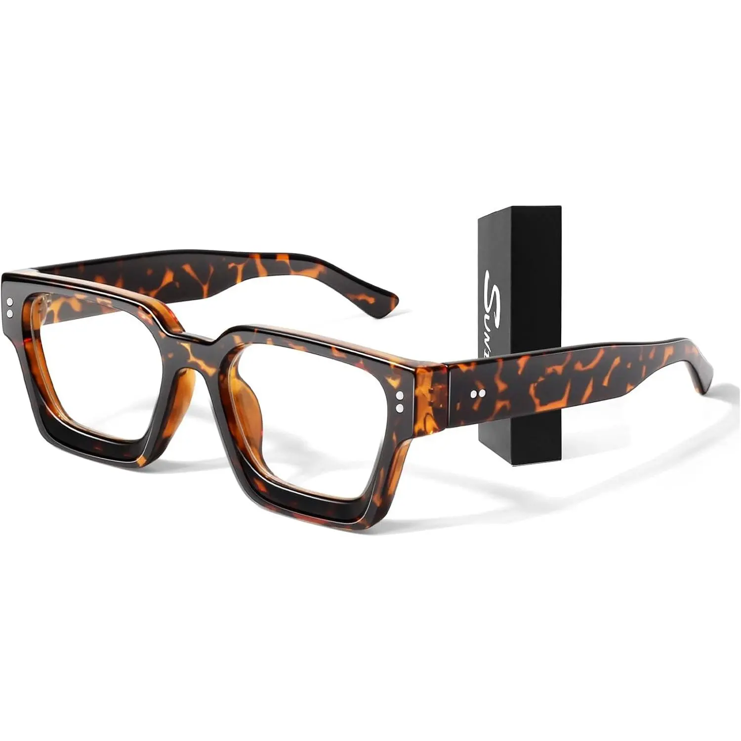 Thick Square  Clear Lens Glasses Women Men  UV400 | Fashion Preppy Style, Retro Big Non-Prescription Eyeglasses,Fancy Chunky Frame,Multiple Colors ,Unisex