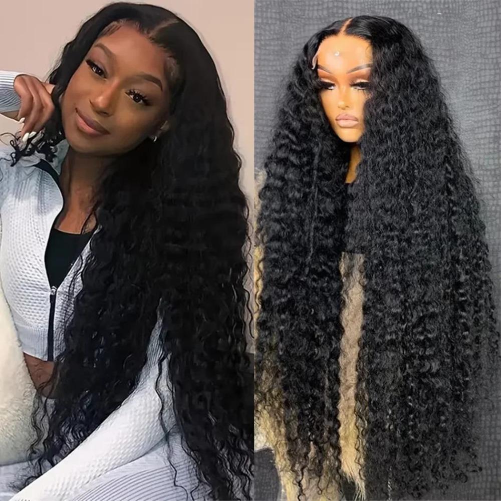32 Inch Black Long Curly Lace Frontal Wig 180 Density Deep  display picture 3