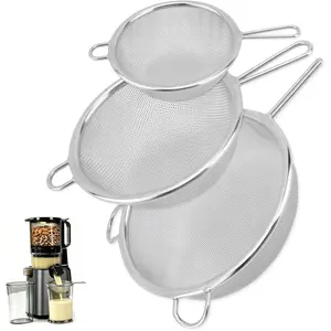 Juice Strainer for Nama J2,External Fine Mesh Filter Fits Juicer Spout,304 Stainless Steel,3 Sizes,Hands-Free Design to Remove Pulp,Dishwasher Safe