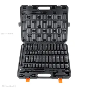 Drive Impact Socket Set, Various specifications, Cr-V Alloy Steel for Auto Repair, Rugged Construction, Easy-to-Read Size Markings, Storage CaseAUrbanNook2DD17CoreComet