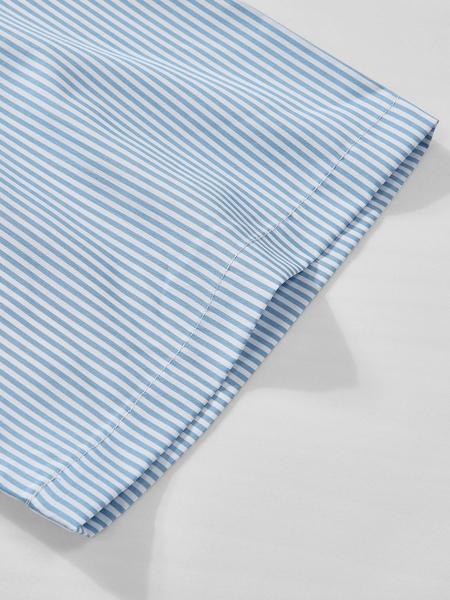 Men's Slim Fit Woven Striped Short Sleeve Casual Blue Shirt