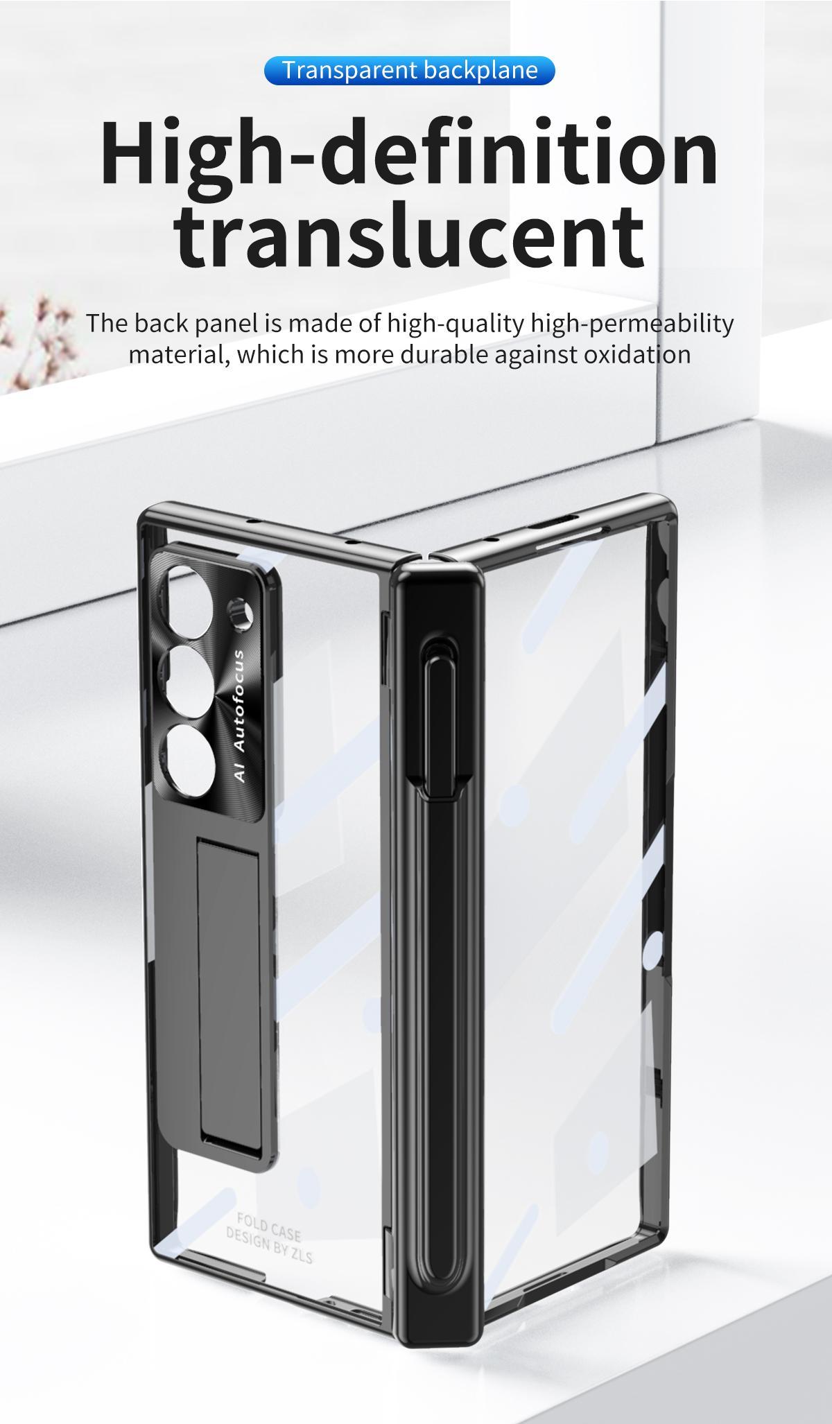 Premium Luxury Transparent Electroplated Case for Samsung Galaxy Z Fold 7/6/5/4/3, Built-in Screen Protector & Magnetic Hinge Protective Cover