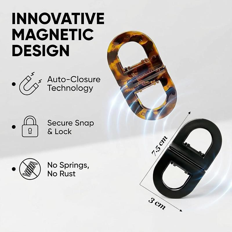 Magnetic Hair Clips, 4 Pack No-Slip Auto-Closure Hair Styling Clips for Women and Girls, Compact Portable Bow Design, Durable Material for All Hair Types