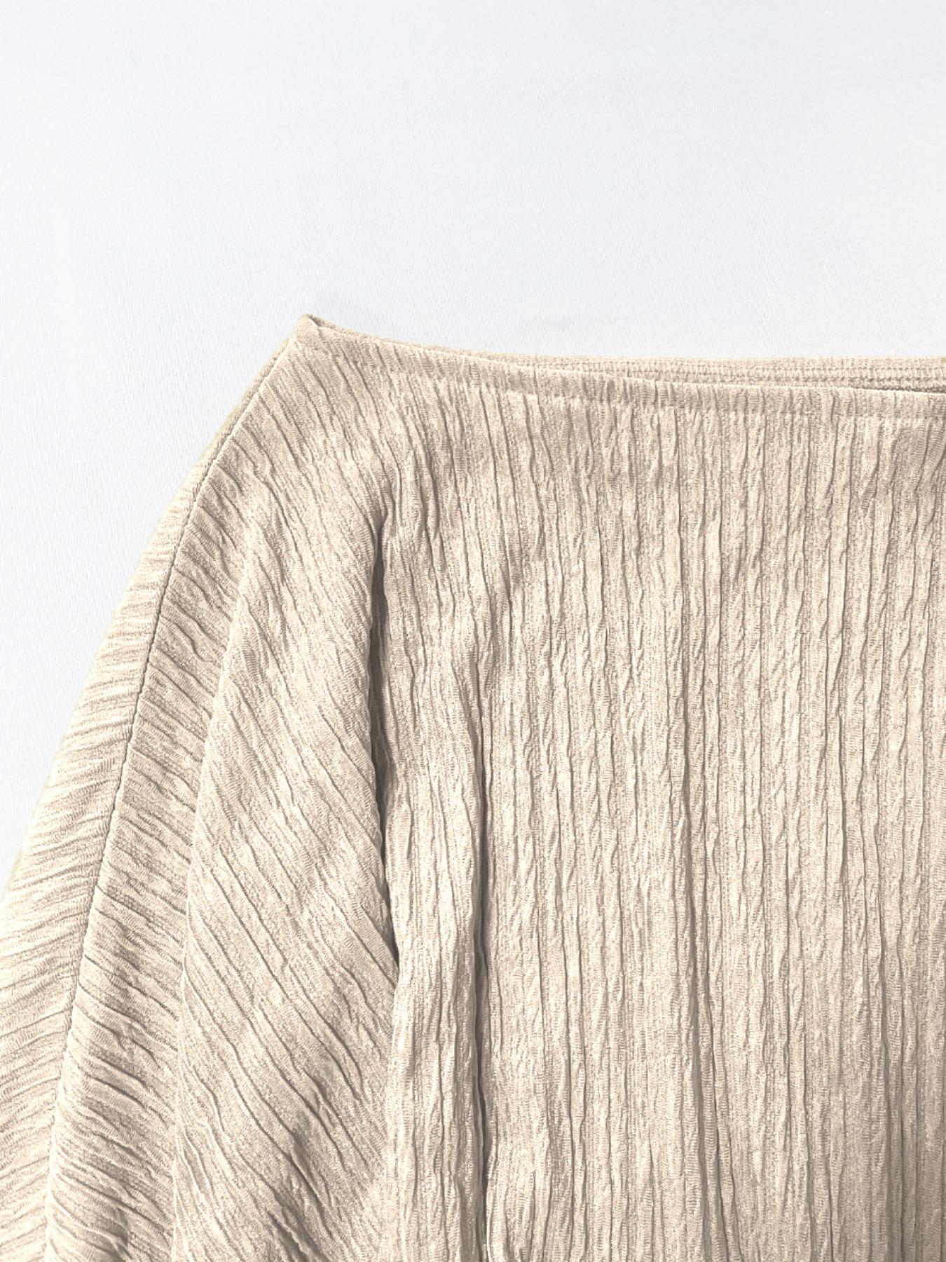 Women's Fashionable Asymmetrical Neckline Top & Elastic Waist Pocket Pants Set, Fit, Elegant Casual for Beach Vacation