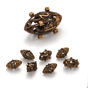 Flying Dragon Sculpted Metal Dice Set Oval Rugby Shape Hollow Polyhedral Dice for Dungeons and Dragons Game