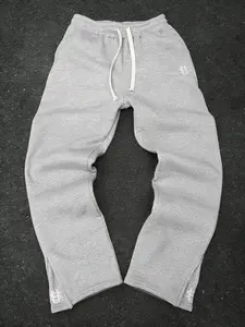 Men's Soft Elastic Waist Split Leg Jogger Pants, Loose Wide Leg Casual Long Pants, Multi-Scene Home Street Sports Pants, Fitness, Travel, Daily Wear