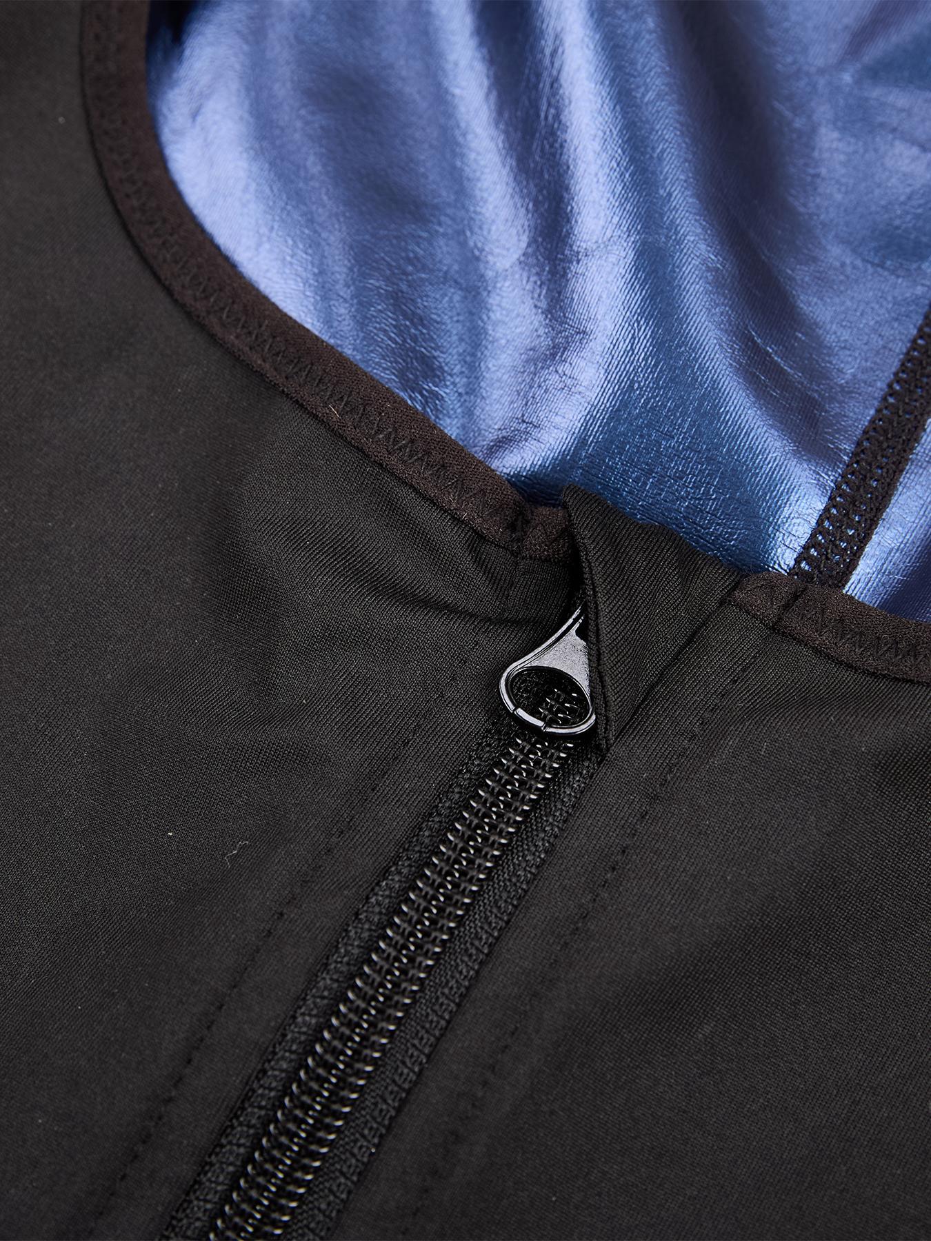 Women's Solid Zip Up Sauna Sports Jumpsuit, Sporty Long Sleeve Square Neck Jumpsuit for Yoga Gym Workout, Ladies Sportswear Stretchable Activewear for All Seasons, Gym Workout Clothes