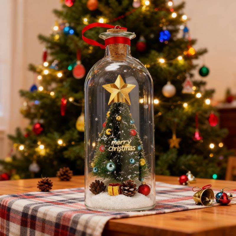 Recordable Message in a Bottle Christmas Tree – Personalized Voice Glass Ornament with Snow Scene – Heartfelt Christmas Gift for Mom, Kids, Friends or Lovers,Xmas Tree Decor