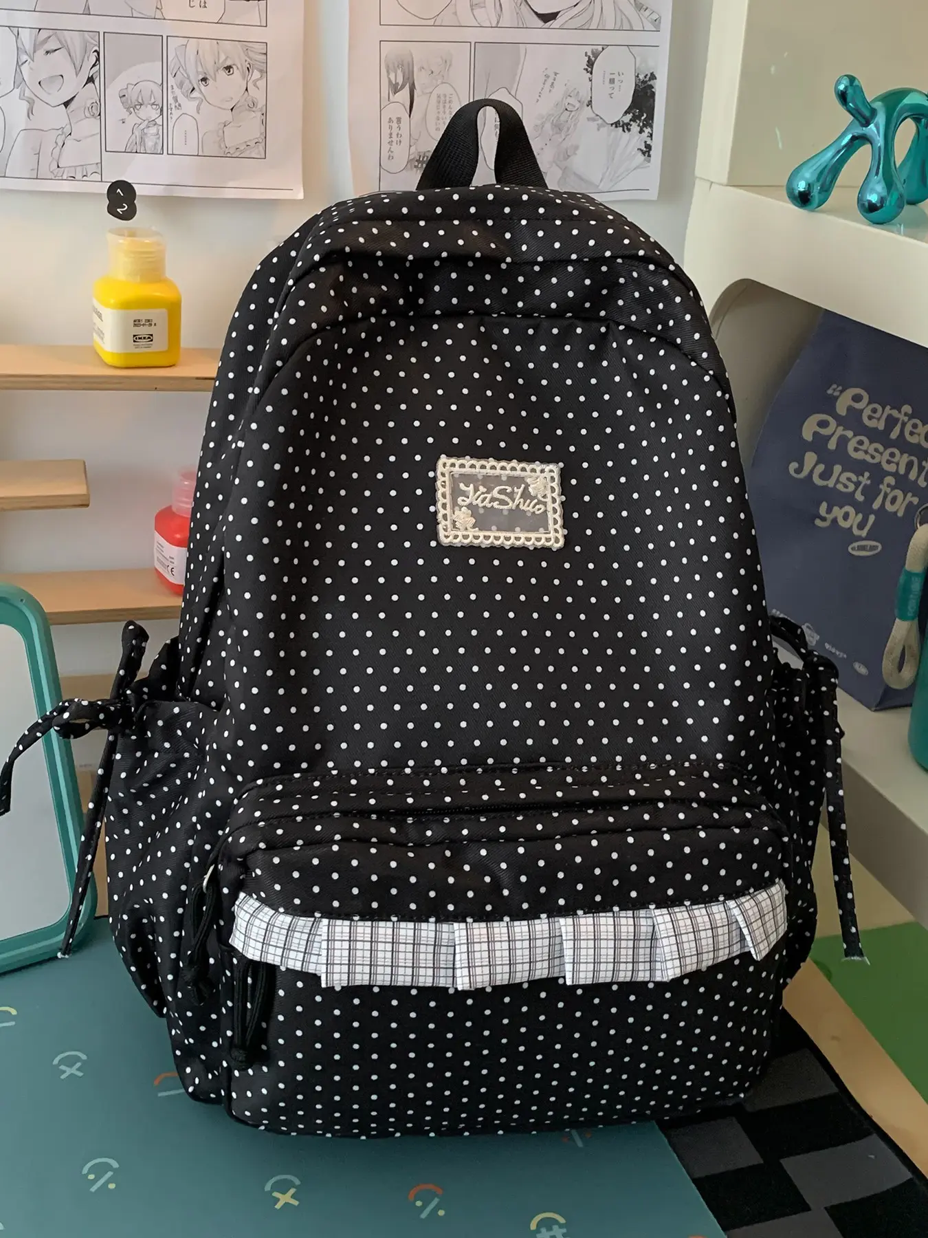 Polka Dot Large Capacity Backpack, Student Outdoor Commute Travel Bag, College Style Casual Bag, Perfect for Daily Use and Adventures