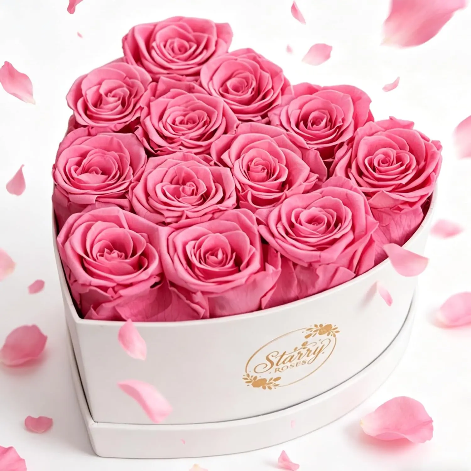 12 Forever Roses, Roses in a Box, Gifts for Her,Vutlue Rose Flowers Gift Box Suitable as, Mothers Day Gifts, Graduation Gifts, Birthday Gifts for Women, Anniversary Gifts for Women.(White+Pink)