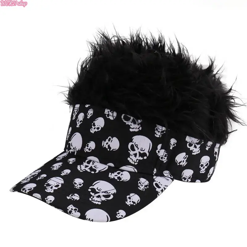(SummerWins)Novelty Fake Hair Wig Baseball Cap, Funny Realistic Hair Attached Hip Hop Snapback Hat, Breathable Statement Headwear for Cosplay Parties, Outdoor Festivals, Street Hip-Hop Styling, Costume Events & Daily Funny Casual Outfits